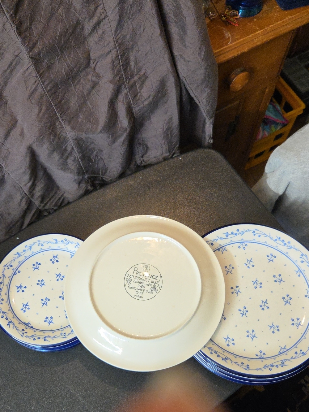 VINTAGE Sango Bouquet Provence Blue and White Floral Dinner Plated